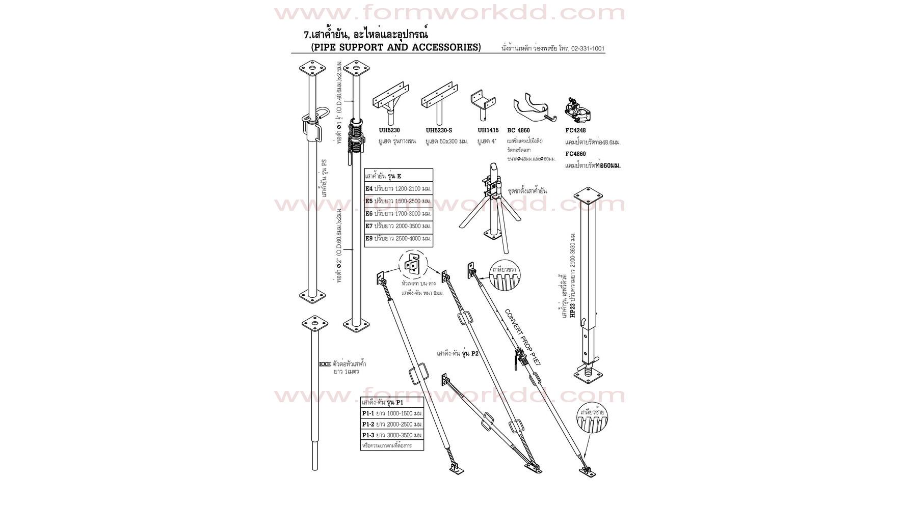 7. เสาค้ำยัน เสาดึงดัน shoring prop and pushpull prop