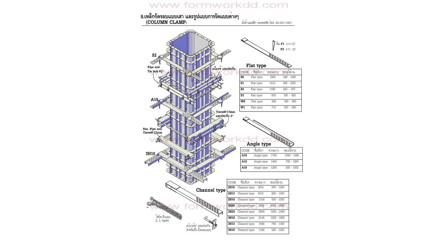 9. เหล็กรัดเสา formwork column clamps